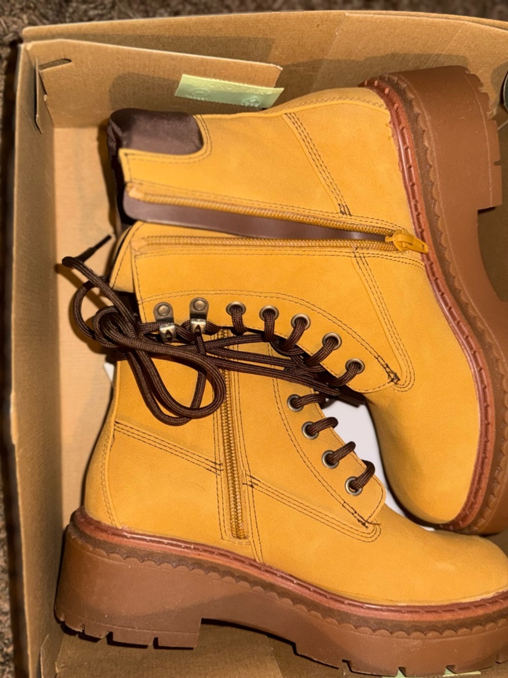 Women’s Tan Nubuck Lace-Up Work Boots
